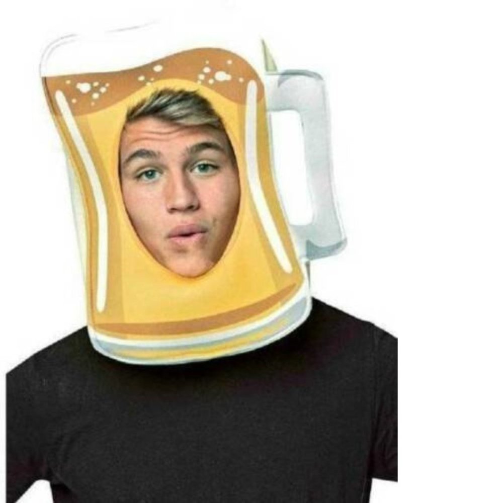 Beer Mug Halloween Costume Open Face Mask Headpiece One Size Adult